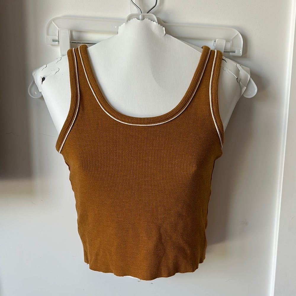 American Eagle Orange Brown Fitted Crop Tank Top